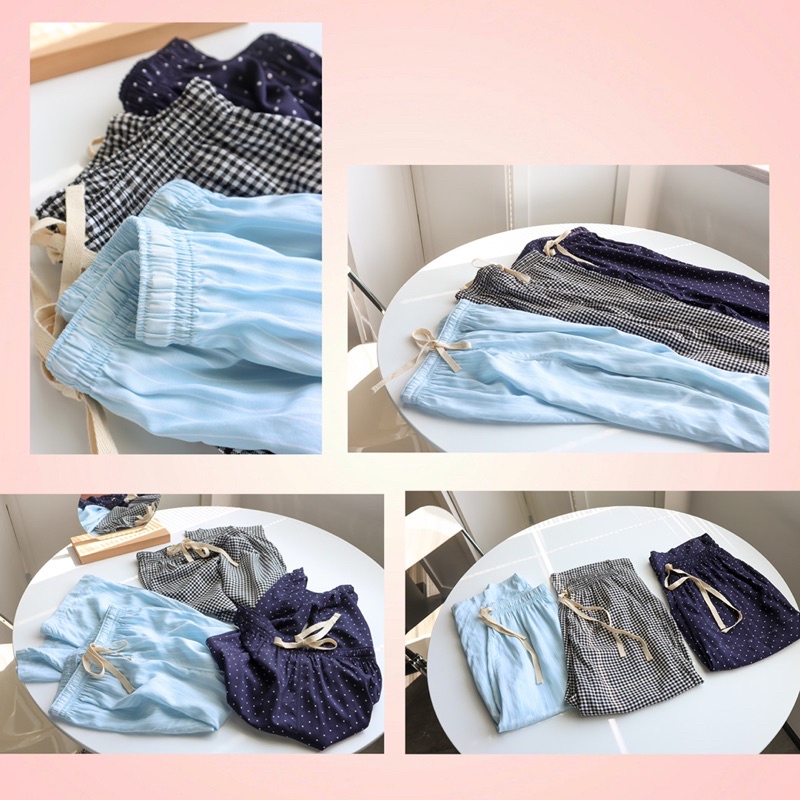 [Xuất Xịn] Quần Ngủ/ Quần Lửng Mặc Nhà Pajamas  Xuất Nhật Kate Lụa Siêu Nhẹ Mát Thoải Mái M L XL