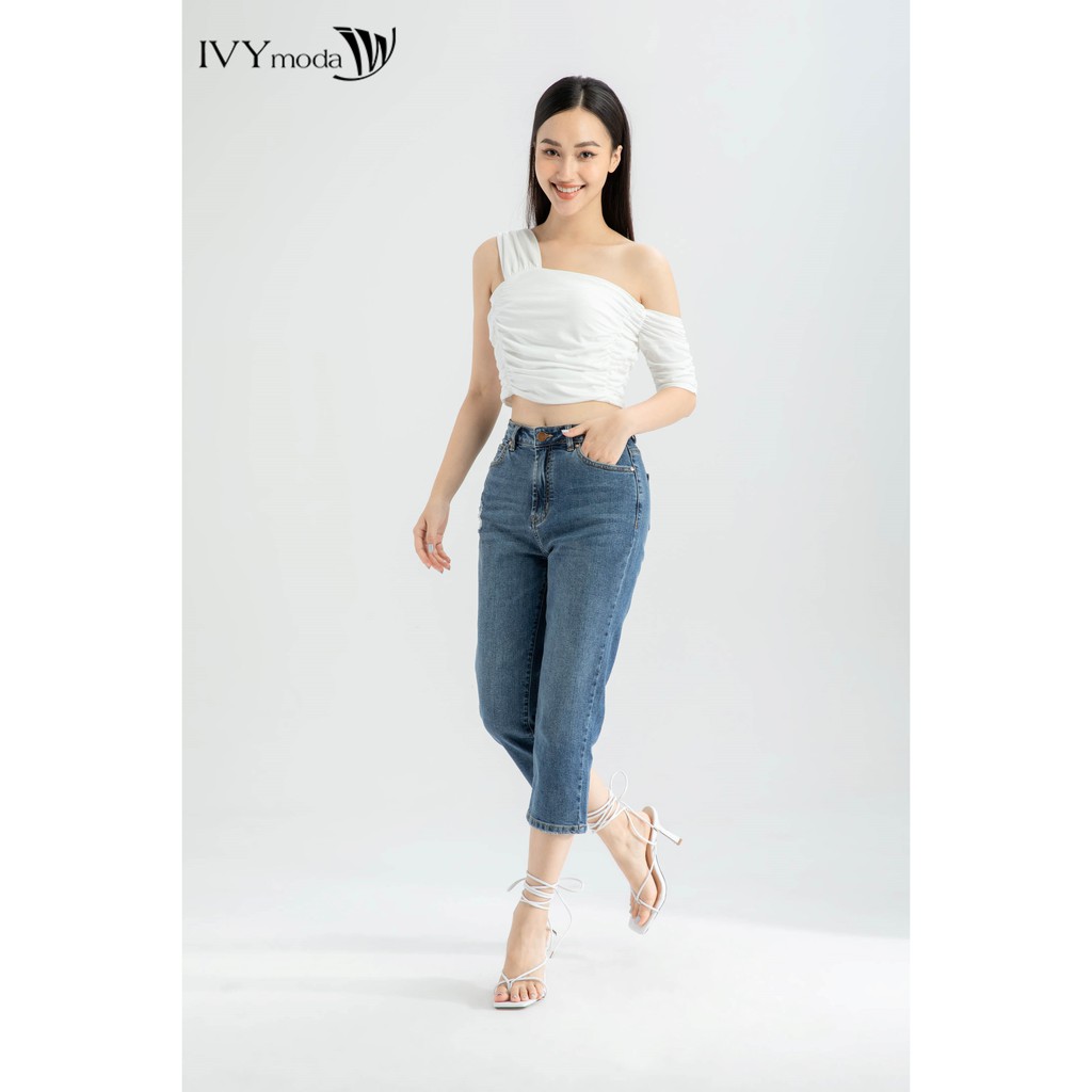 [NHẬP WABRTL5 GIẢM 10% TỐI ĐA 50K ĐH 250K ]Quần Jeans lửng ngang bắp IVY moda MS 24B8001