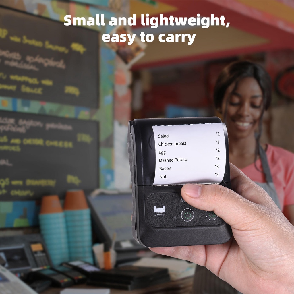 Máy in cầm tay PT-280 không dùng mực để in bill, in hóa đơn bán hàng kết nối Máy Tinh + ĐT Bluetooth sử dụng PIN