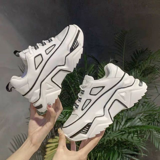 Giày nữ ,Giày thể thao nữ |Ulzzang, sneaker phản quang đế cao hai màu đơn giản dễ phối đồ vải mềm 𝑭𝑹𝑬𝑬𝑺𝑯𝑰𝑷