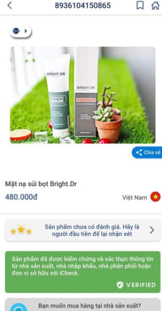 Mặt nạ sủi bọt thải độc tố da Bright Dr Effervescent Mask(tặng 2 mặt nạ dưỡng da)