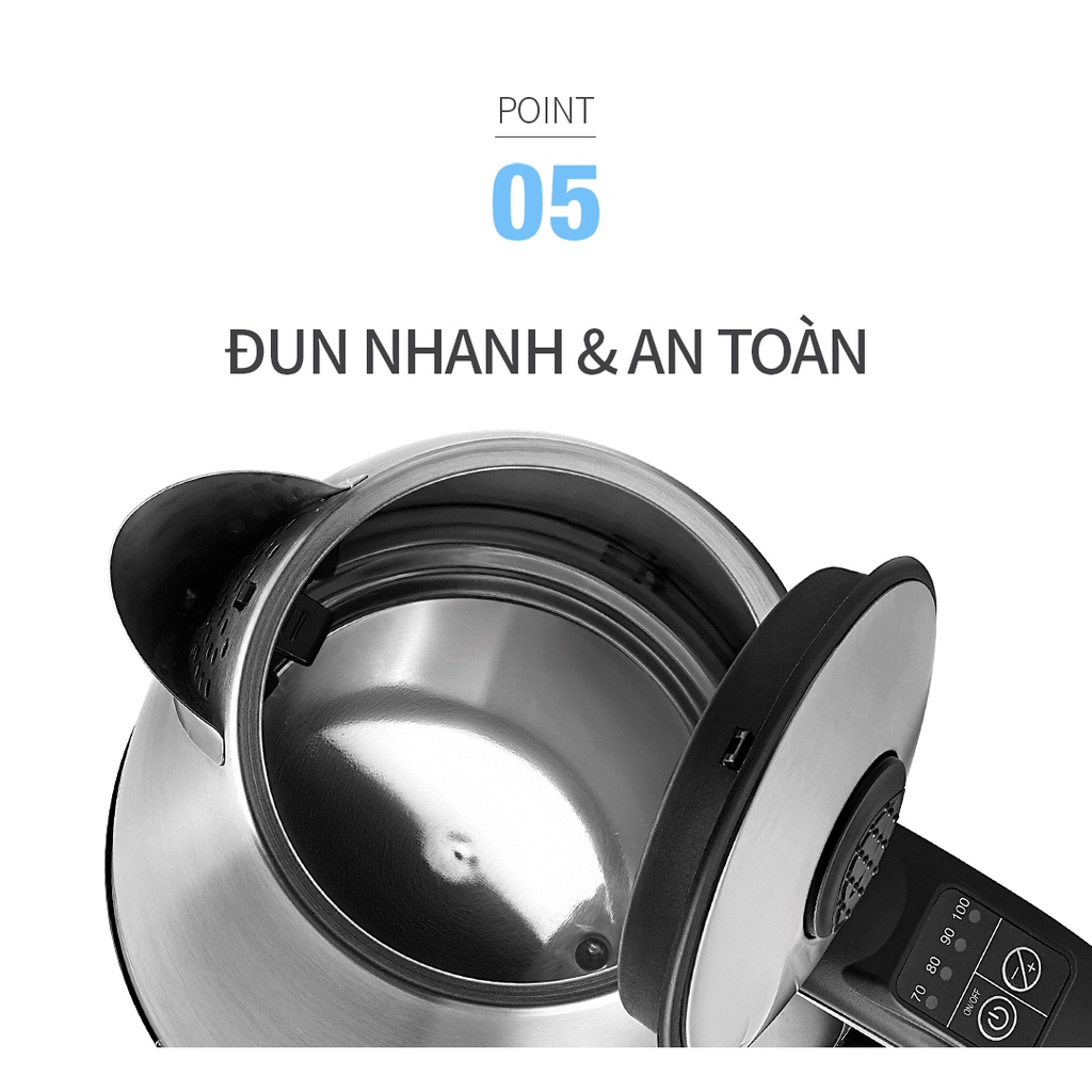 [BH 12 tháng] Bình Đun Siêu Tốc Giữ Nhiệt Lock&amp;Lock EJK136SLV 1.7L