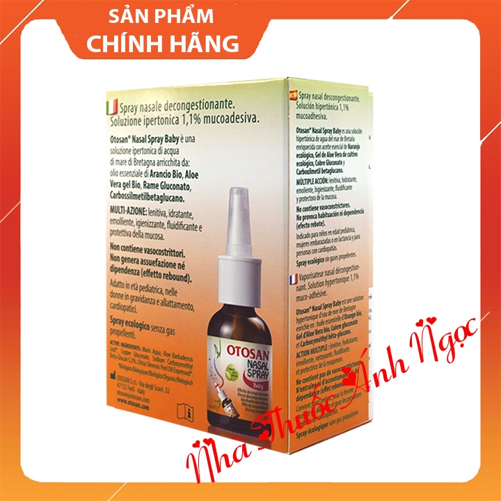 Xịt mũi Otosan Nasal Spray Baby lọ 30ml làm sạch sâu các hốc mũi, thông thoáng mũi, giảm nghẹt mũi