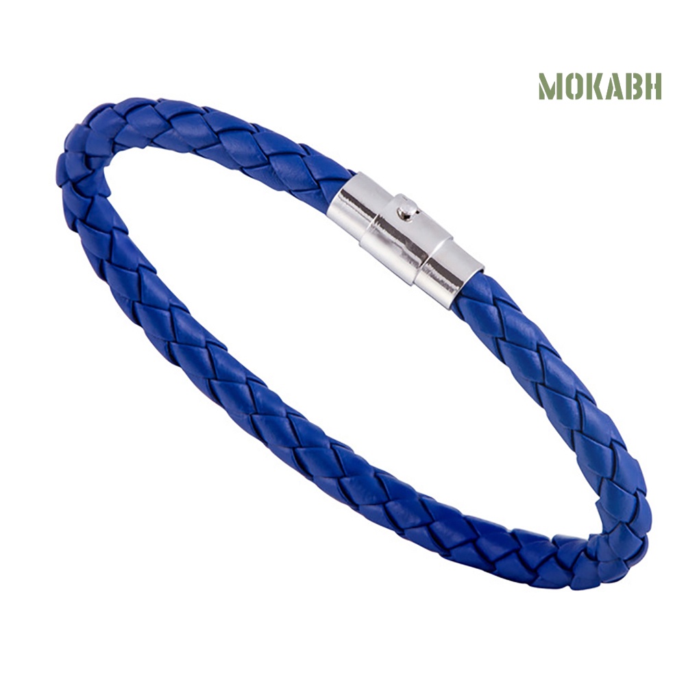 Vòng Tay Bện Dây Da Bện Phối Khóa Thời Trang Cho Nữ