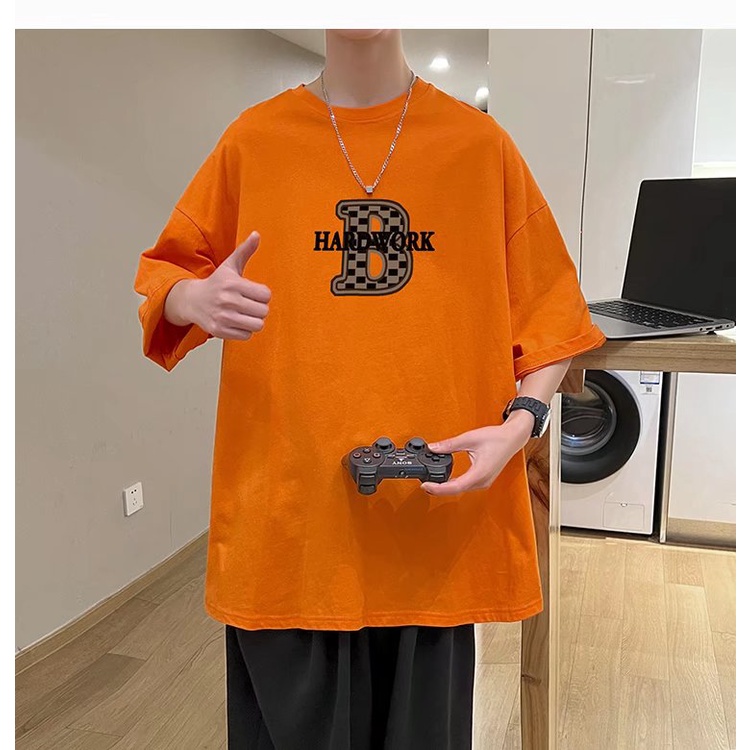 Áo Thun Tay Ngắn Dáng Rộng In Chữ Cỡ Lớn M-8XL Phong Cách Hip Hop Đường Phố Hàn Quốc Thời Trang Cho Nam