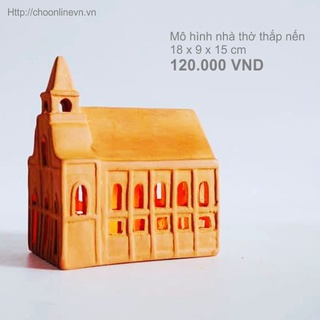 Mô hình nhà thờ thắp nến trang trí/ đế đốt nến bằng đất nung