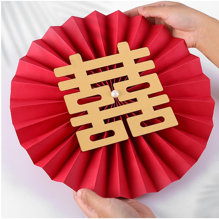 6 Miếng trang trí XIAODUOJIAJU dán tường cửa sổ hoặc đám cưới hình quạt hoa giấy