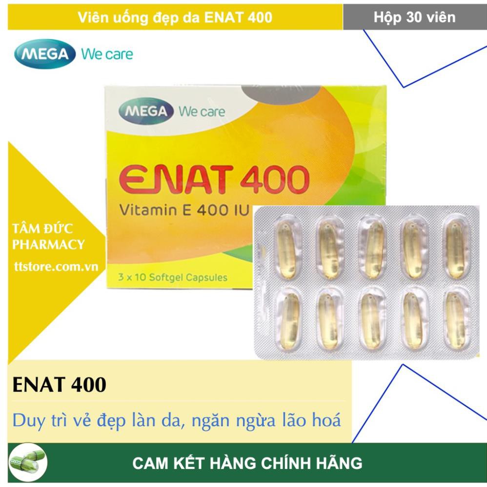 ENAT 400 - Mega We Care [Hộp 30 viên] - Viên uống Vitamin E 400UI giúp da căng mịn, chống oxy hoá | Thế Giới Skin Care
