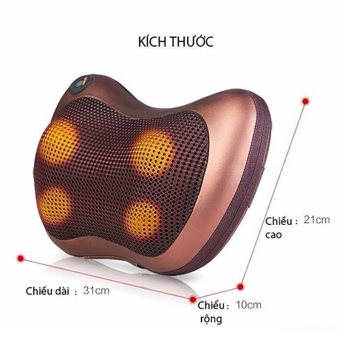 Gối massage 8 bi đi kèm cáp sạc ô tô cao cấp-Tặng sạc xe hơi