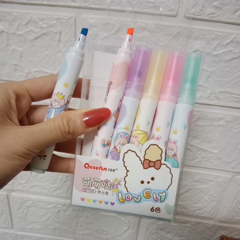 Set 6 BÚT NHỚ highlight nhiều màu sắc 1 ĐẦU tiện lợi