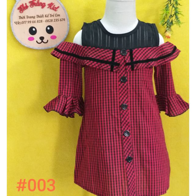 Đầm ca rô rớt vai có tay