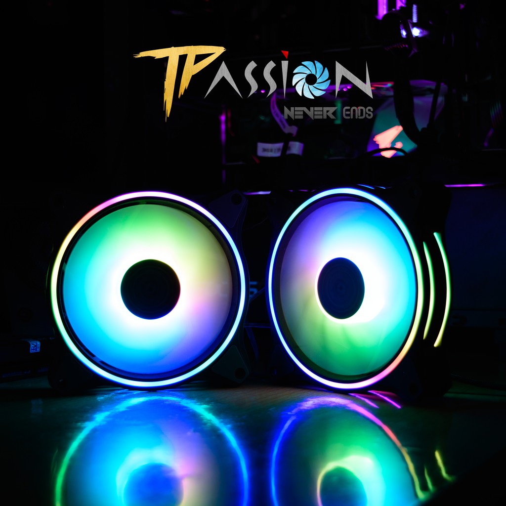 Quạt tản nhiệt fan case 12cm Cooler Master MasterFan MF120 HALO - LED Rainbow Argb 2 vòng ring cực đẹp, hiệu năng cao