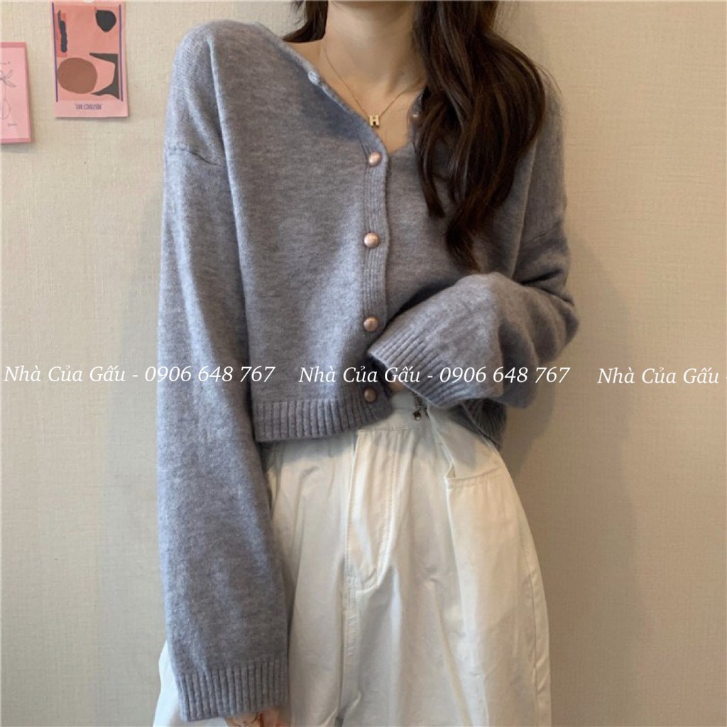 Áo khoác cardigan len cổ tròn, cúc tròn đẹp quên lối về nè