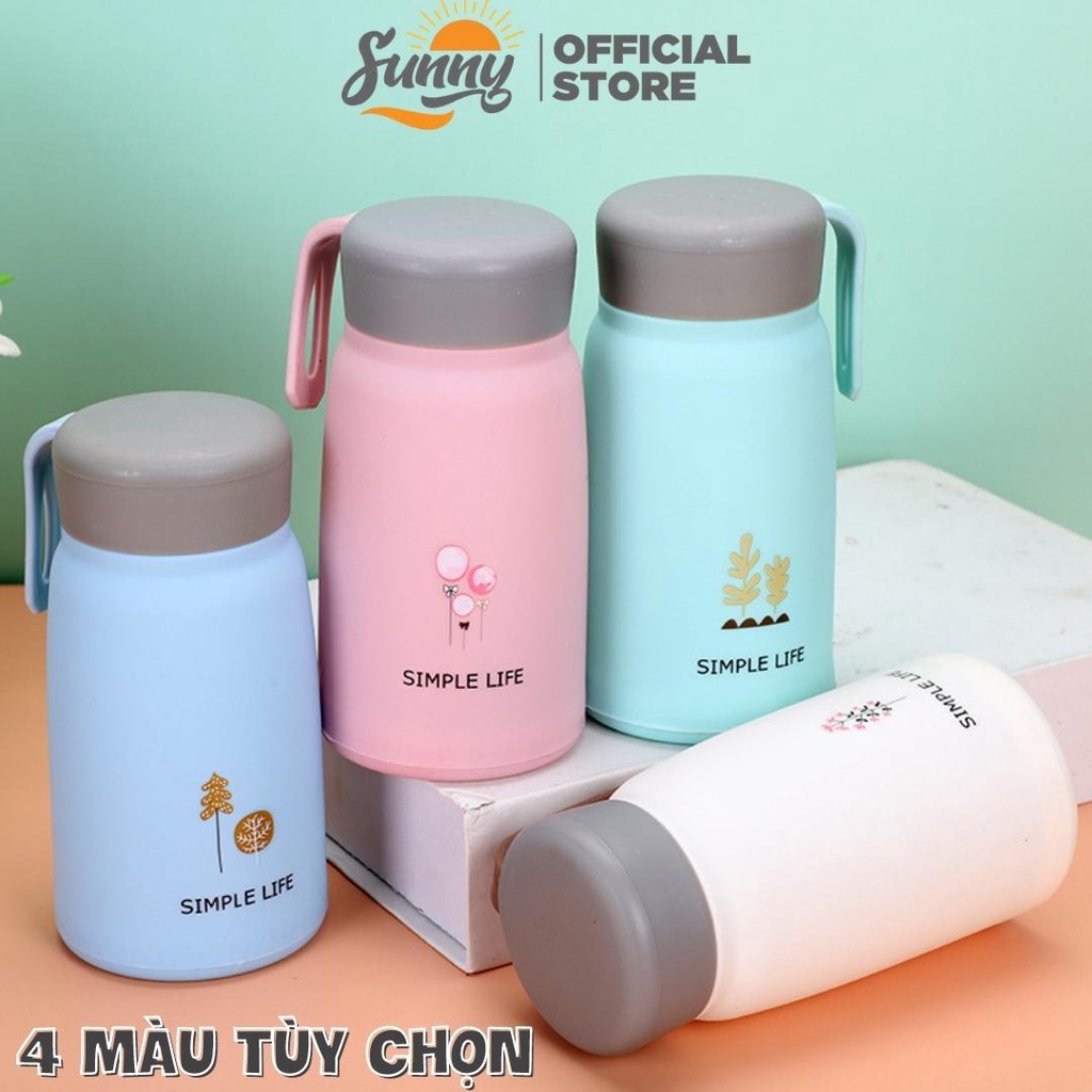 Bình giữ nhiệt 350ml SIMPLE lõi thủy tinh bọc nhựa lúa mạch cách nhiệt - Bình nước BN15