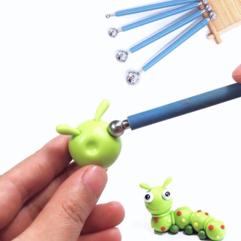Bộ fondant 4 dụng cụ 8 đầu tròn tạo hình cánh hoa , bánh trôi , bánh kem , đất sét