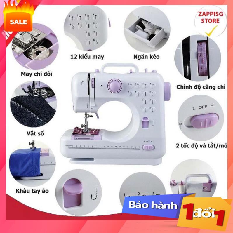 Máy may mini gia đình FHSM 505A Cao Cấp, Phiên Bản Mới 12 Kiểu May- Lựa Chọn Hàng Đầu .