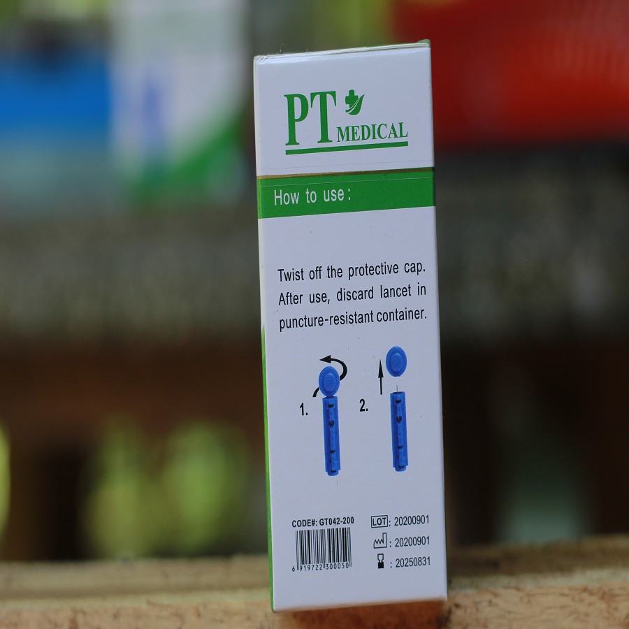 Hộp 100 kim lancet lấy máu đo đường huyết, kim chích máu đường huyết hộp 100 cây