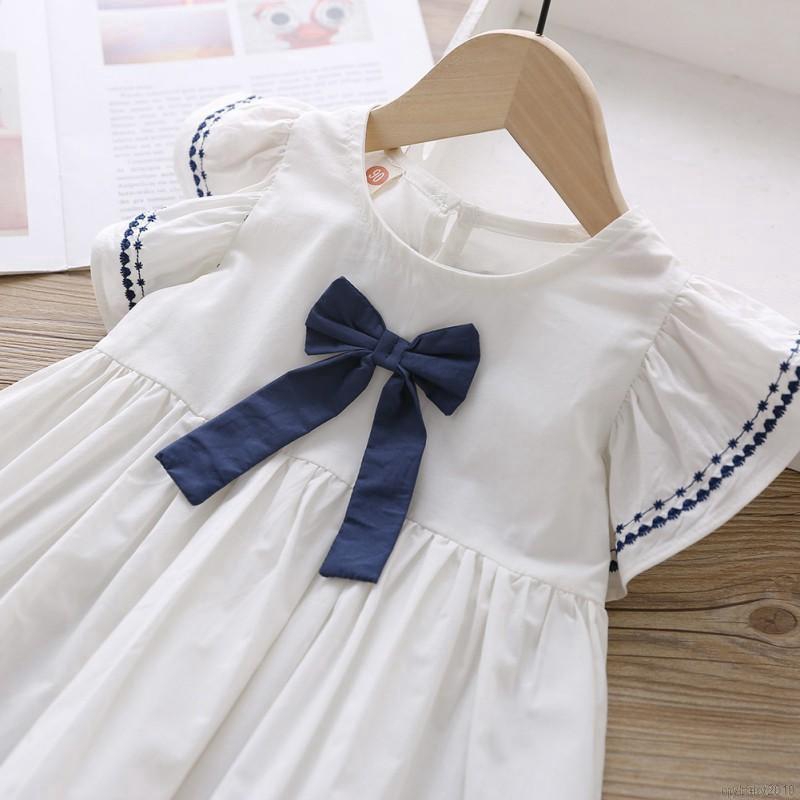 My Baby  Baby Girl Short Sleeve Bow-knot School Style Cute Dress