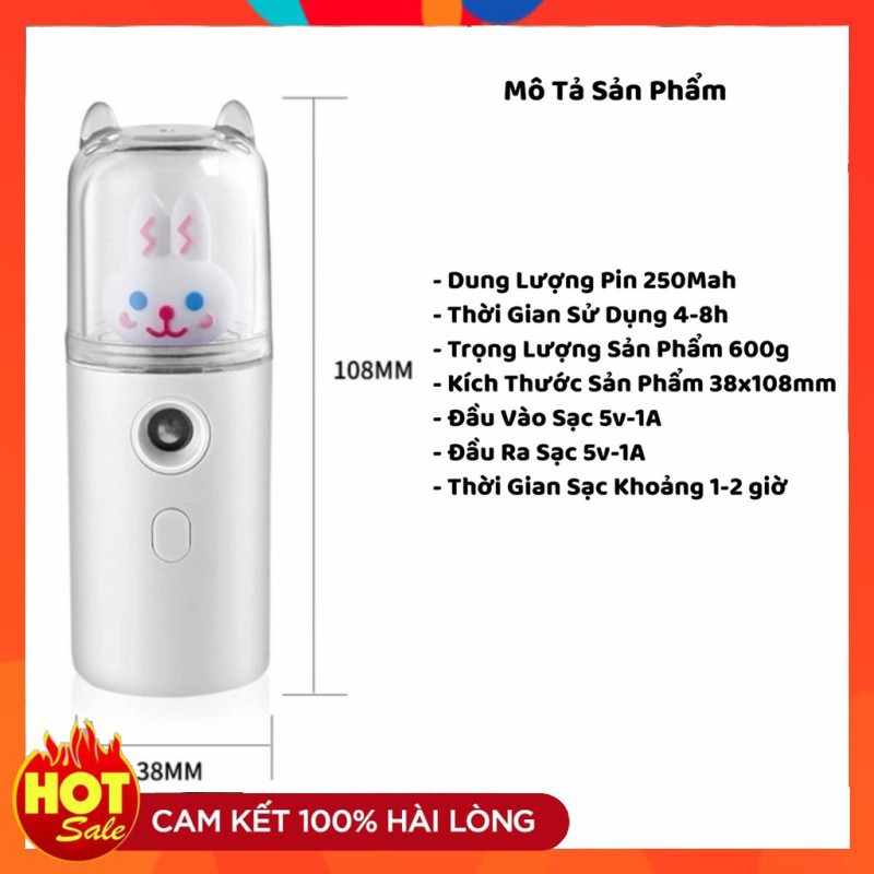 Máy Phun Sương Xông Hơi Mặt Nano Mini Cầm Tay Hỗ Trợ Dưỡng Da Cấp Nước Tối Đa - Hàng chính hãng nội địa