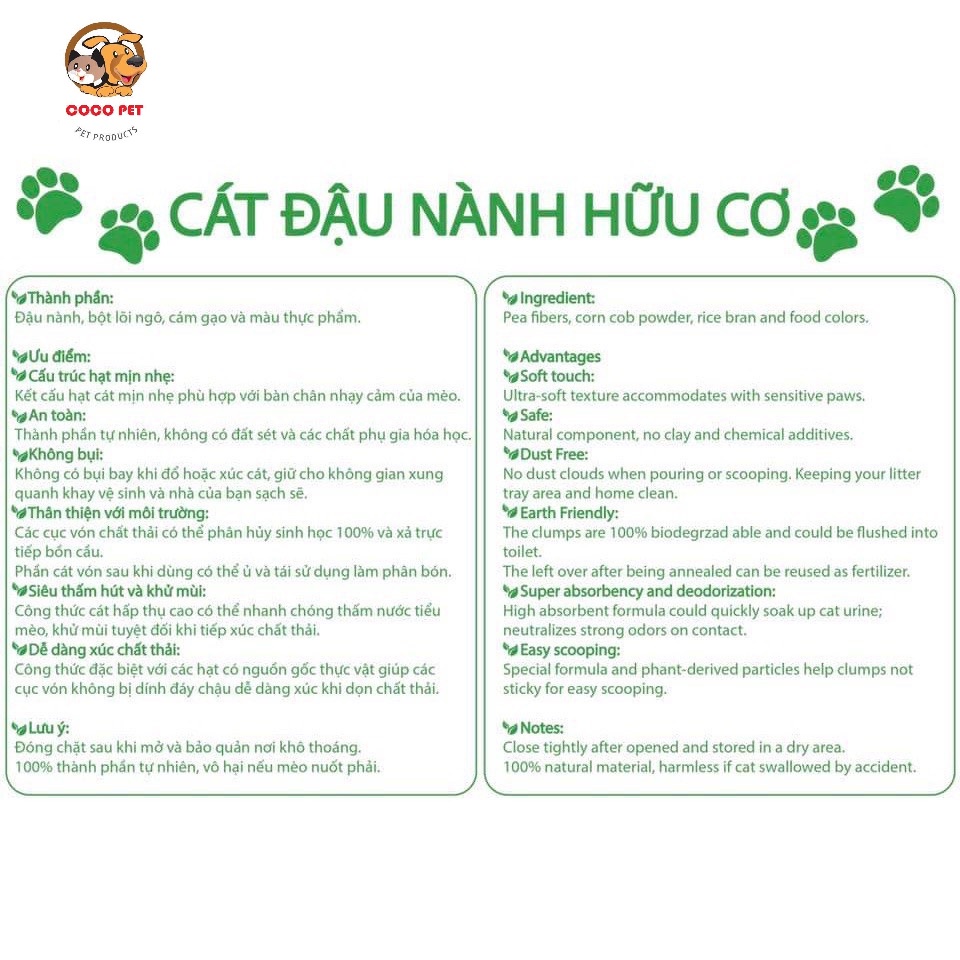 Cát Vệ Sinh Cho Mèo TFOR/Cát Hữu Cơ Đậu Nành Việt Nam Cho Chó Mèo Túi 2.5kg - 6L