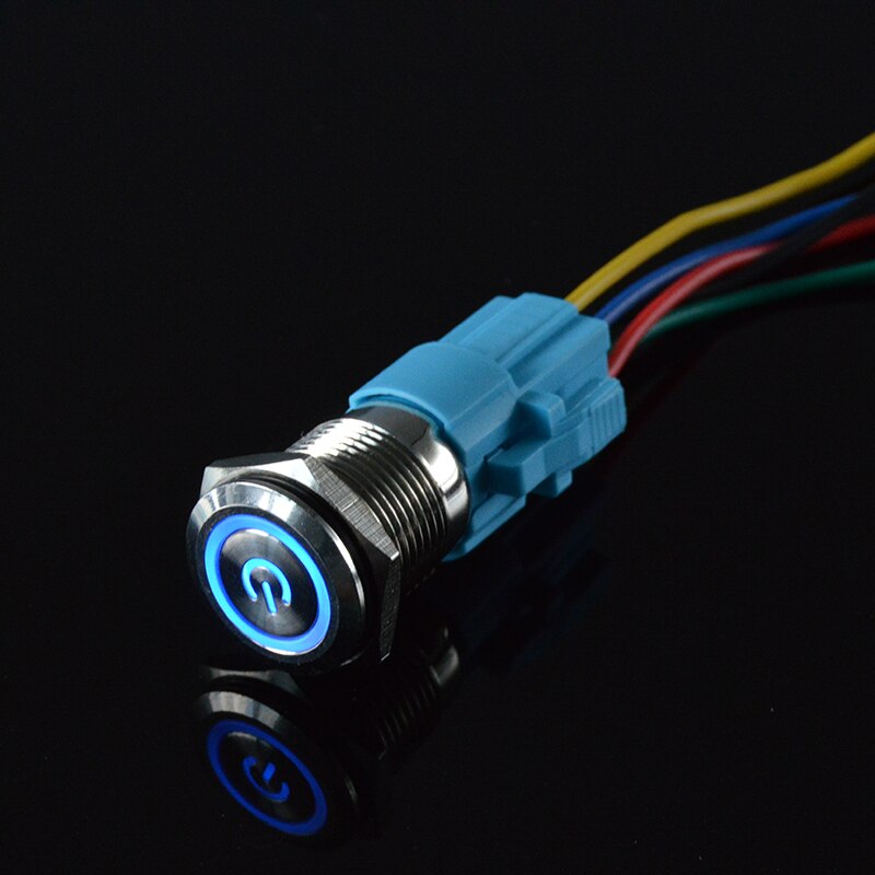 Công Tắc Nhấn Kim Loại 16Mm 9-24V 12V 110V 220V Có Đèn LED Tín Hiệu