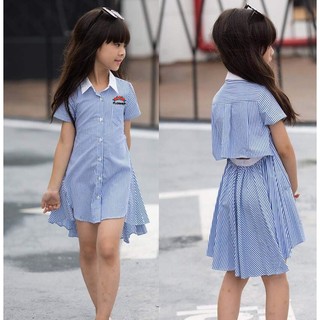 Đầm bé gái sơ mi đuôi váy Mullet