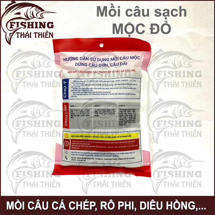 Mồi câu cá, mồi mộc đỏ chuyên câu cá rô phi, cá diêu hồng, chép, trắm, trôi,...