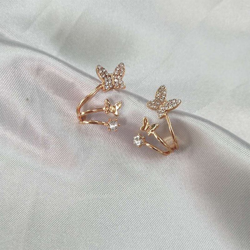 Khuyên tai MANYUE hình bướm đính đá zircon đơn giản thời trang phong cách Hàn Quốc cho nữ