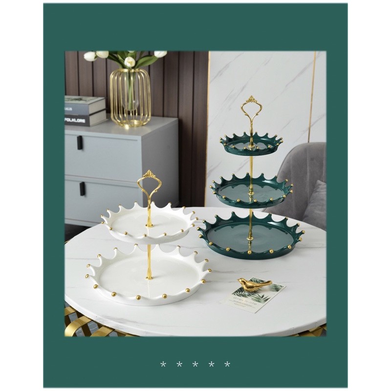 Khay sứ bày hoa quả bánh kẹo mứt tết kiểu Bắc Âu, khay 3 tầng, kệ sứ nhiều tầng