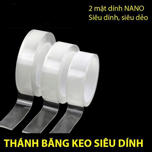 Băng dinh 2 mặt đa năng ⚡️ 𝑺𝒊𝒆̂𝒖 𝑫𝒊́𝒏𝒉 ⚡️ 3M dày 2MM trong suốt, Siêu dính trên mọi bề mặt trong nhà, an toàn tiện lợi