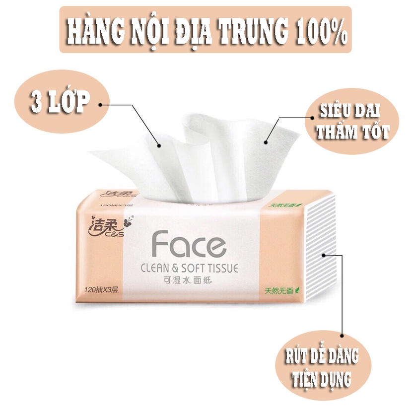 [Mã 267FMCGSALE giảm 8% đơn 500K] Gói giấy ăn Face hàng nội địa Trung 390 tờ siêu dai kích thước 195mm x 133mm