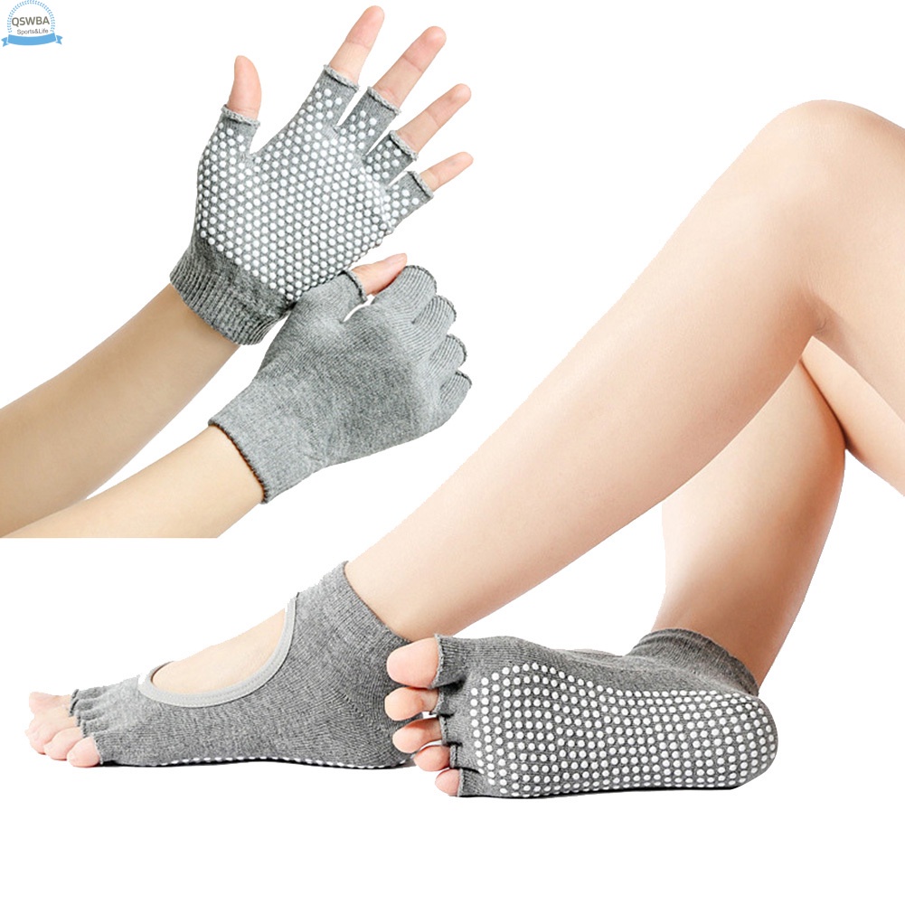 Bộ Găng Tay + Găng Tay Thoáng Khí Chống Trượt Chống Trượt Dùng Tập Yoga/Thể Thao