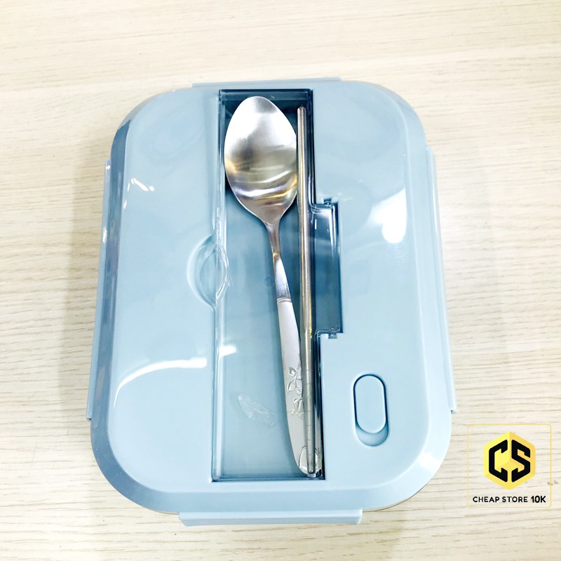 Hộp cơm thủy tinh 3 ngăn kèm đũa thìa inox, hộp đựng đồ ăn chia ngăn, cheapstore10k, cheapstore