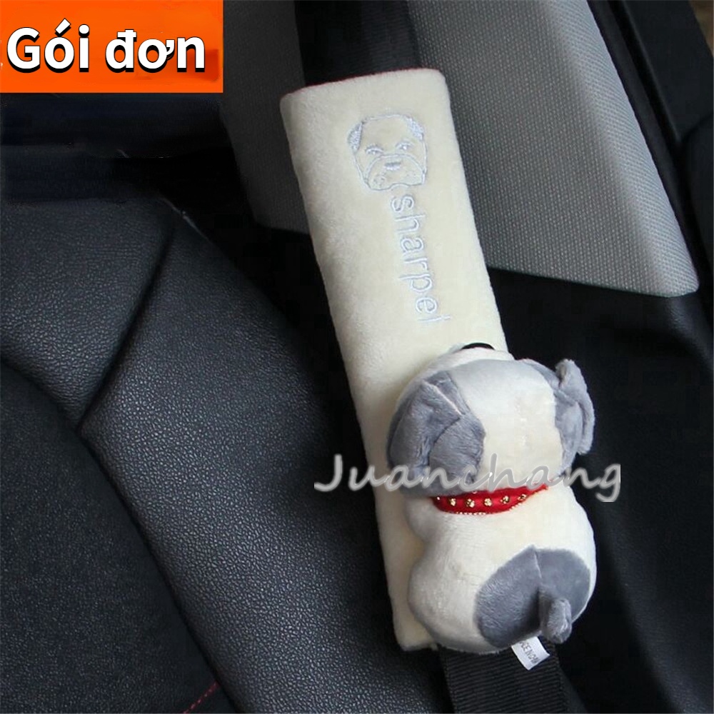 1 Đệm Bọc Dây Đai An Toàn Bằng Vải Lông Kiểu Hoạt Hình Thông Dụng Cho Xe Hơi Đai đeo an toàn bảo vệ vai thiết kế hình động vật dễ thương mềm mại tiện lợi cho xe ô tô