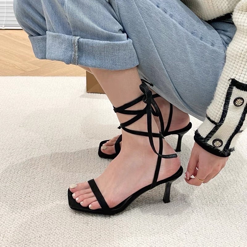 Sandal nữ dây quấn chân cao gót cá tính - PinkOri