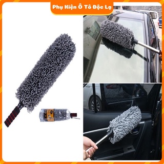 Cây chổi lau bụi bằng sợi dầu, cán dài kim loại rửa xe, dọn nội thất cho xe hơi, xe otô, xe tải