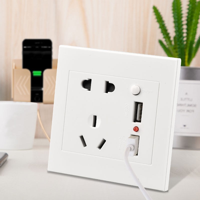 【ổ cắm】PUXI Bảng điều khiển ổ cắm USB treo tường Giá đỡ điện thoại di động hộ gia đình 86 loại ổ cắm