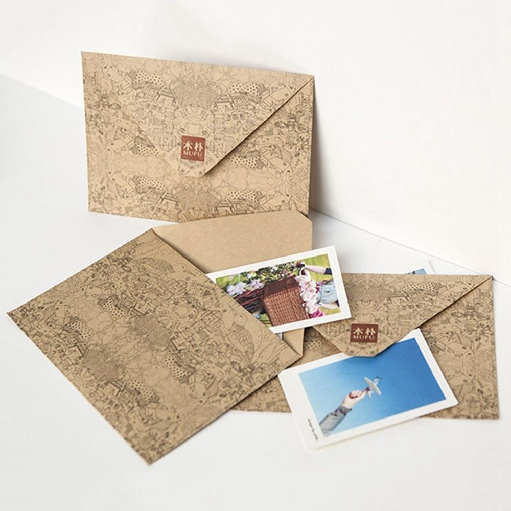 Set 10 Bao Thư Giấy Màu Nâu Phong Cách Cổ Điển Độc Đáo
