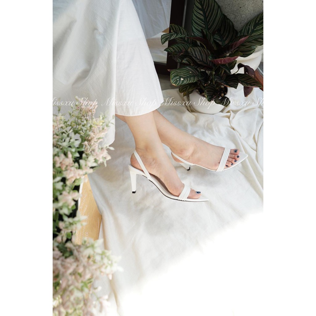 Giày sandal nữ 4 dây mảnh phối thun 7cm gót nhọn thời trang MYSS - SD88