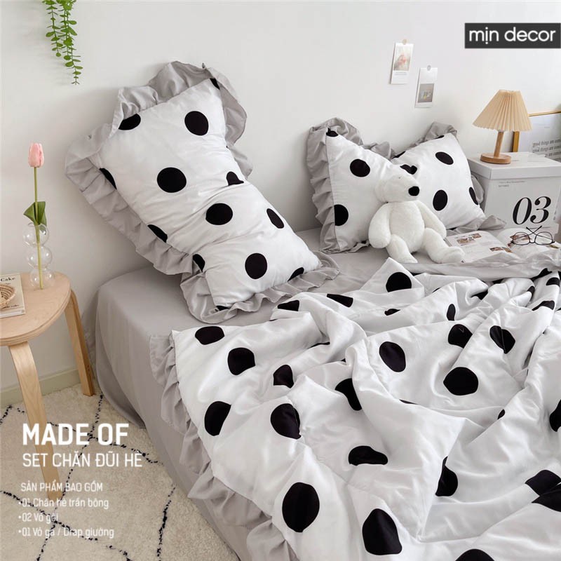 [2021] Set chăn ga gối Cotton Đũi Bèo Mịn Decor - Bộ ga giường chăn trần bông mùa hè mềm mịn phong cách Hàn Quốc