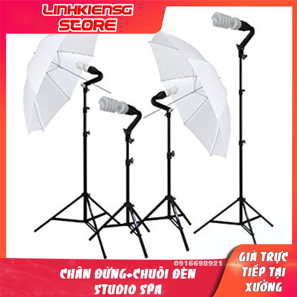 Bộ kit hỗ trợ chụp hình dù tản sáng chuôi gắn đèn E27 studio camera quay phim..chân đứng 2m điều chỉnh được