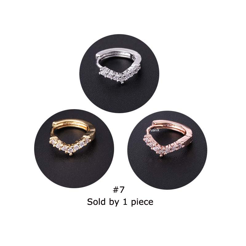 Khuyên đeo sụn tai bằng đồng đính đá zircon thời trang sang trọng