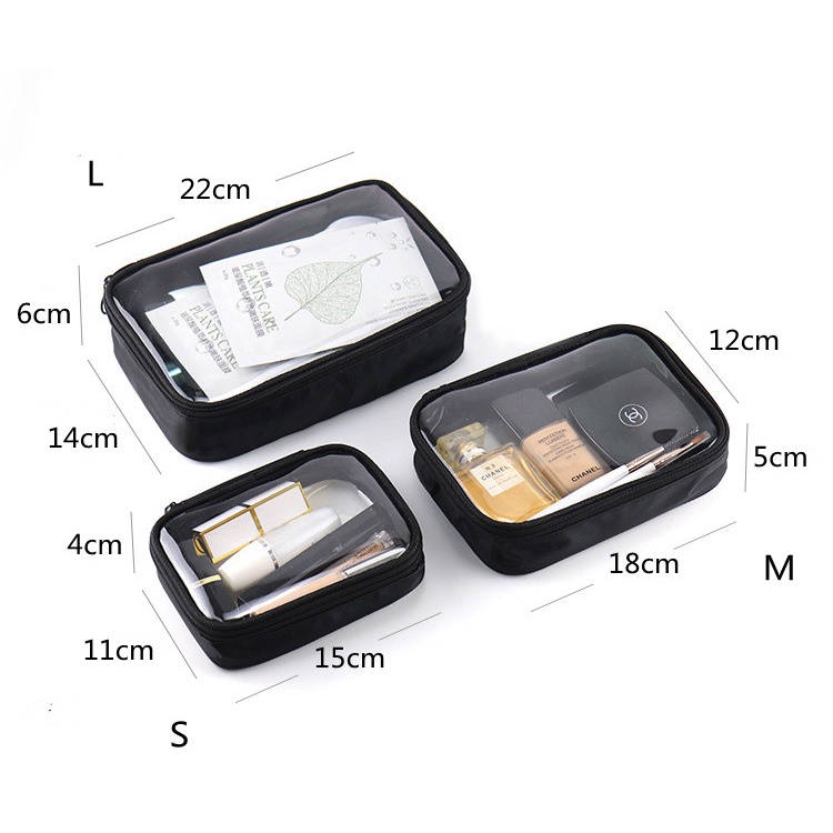 Túi Đựng Mỹ Phẩm Trong Suốt Chống Thấm Nước Có Dây Kéo Size S/M/L