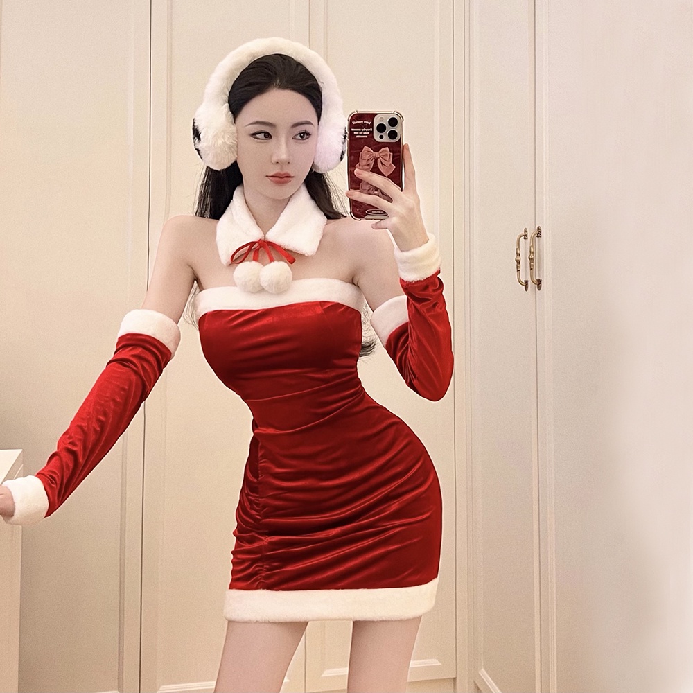 Đầm Ôm Dáng Phối Lông Xù Xinh Xắn Theo Phong Cách Thu Đông 2022 Dành Cho Nữ