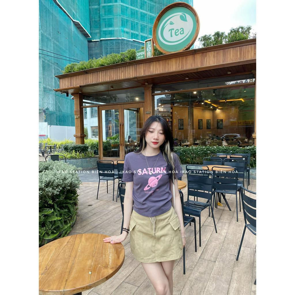 Chân Váy Ngắn Chữ A IKAO STATION Chân Váy Kaki Túi Hộp Cạp Cao Cá Tính Thời Trang