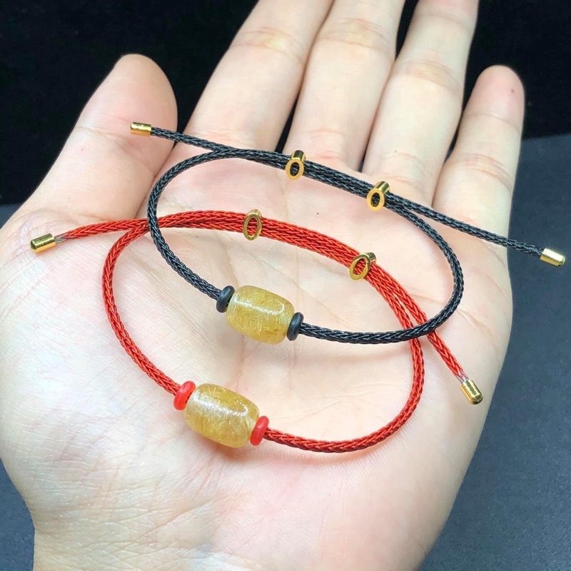 Vòng Tay Đá Phong Thuỷ Lu Thống Tóc.Vàng (hợp mệnh kim, thổ )