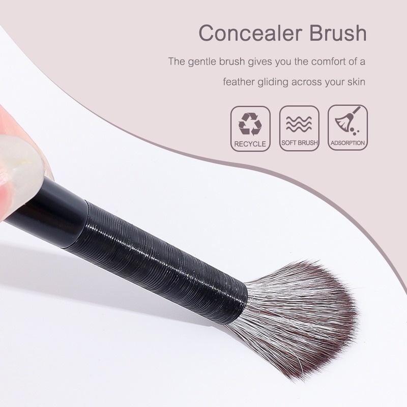 1 Cọ Trang Điểm Tay Cầm Bằng Gỗ Lông Mềm Không Bay Phấn Che Khuyết Điểm Và Kẻ Mắt Đa Năng