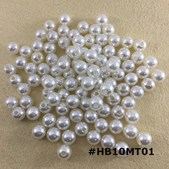 Hạt bẹt Trắng 10mm - HB01