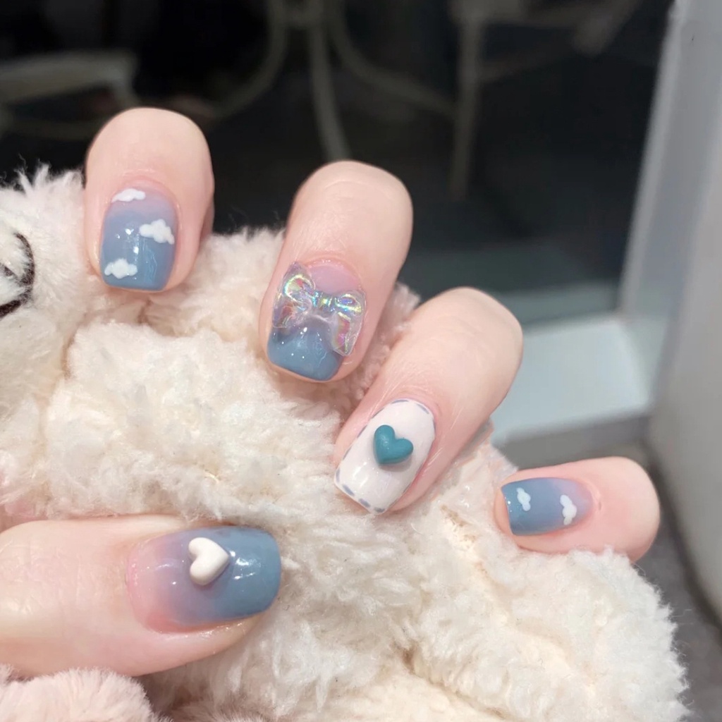 Set 24 Móng Tay Giả Đính Đá Trang Trí Nghệ Thuật