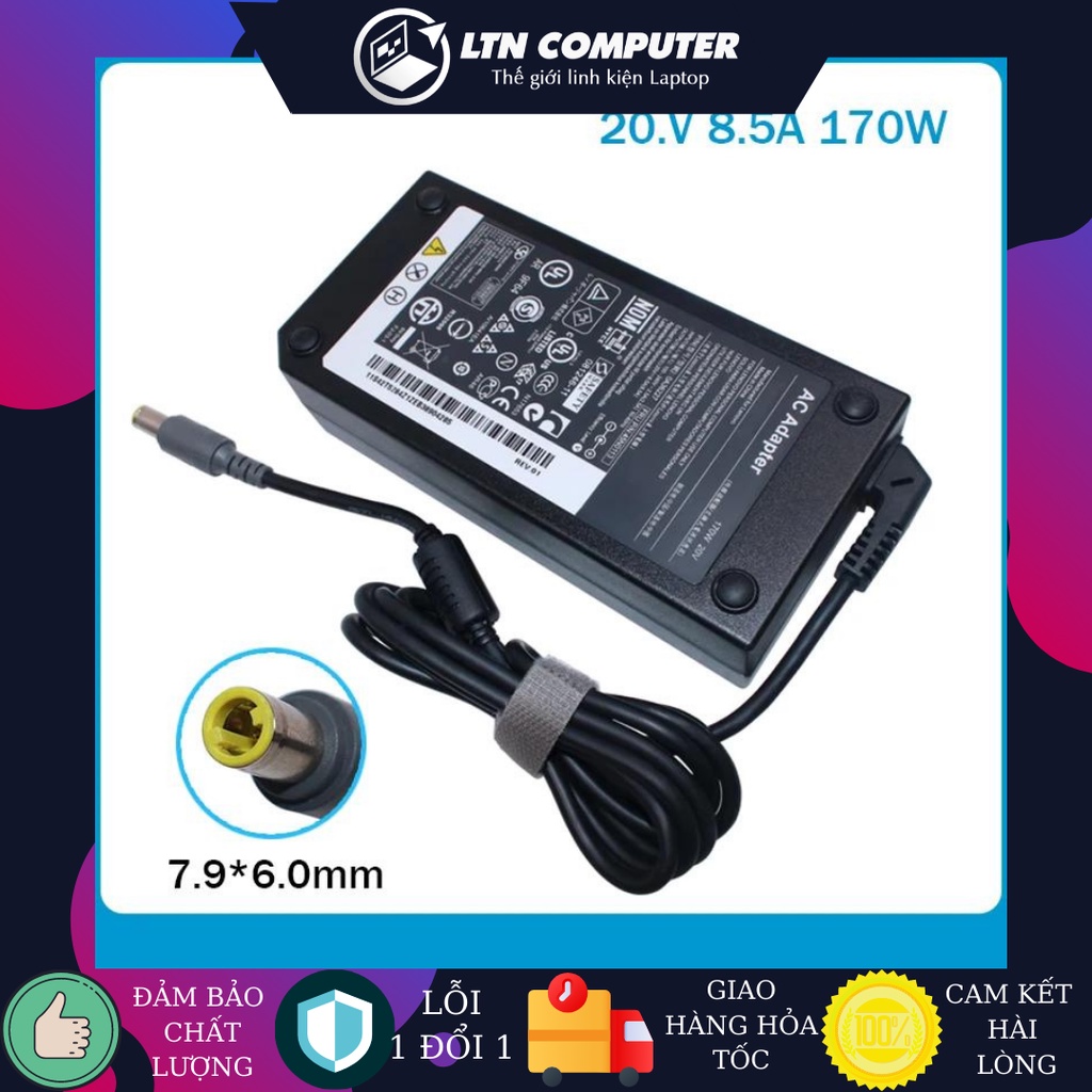 Sạc laptop Lenovo 20v-8.5a (kim to) - Zin bảo hành 12th, tặng kèm dây nguồn - Sạc laptop Lenovo Thinkpad W510 W520 W530